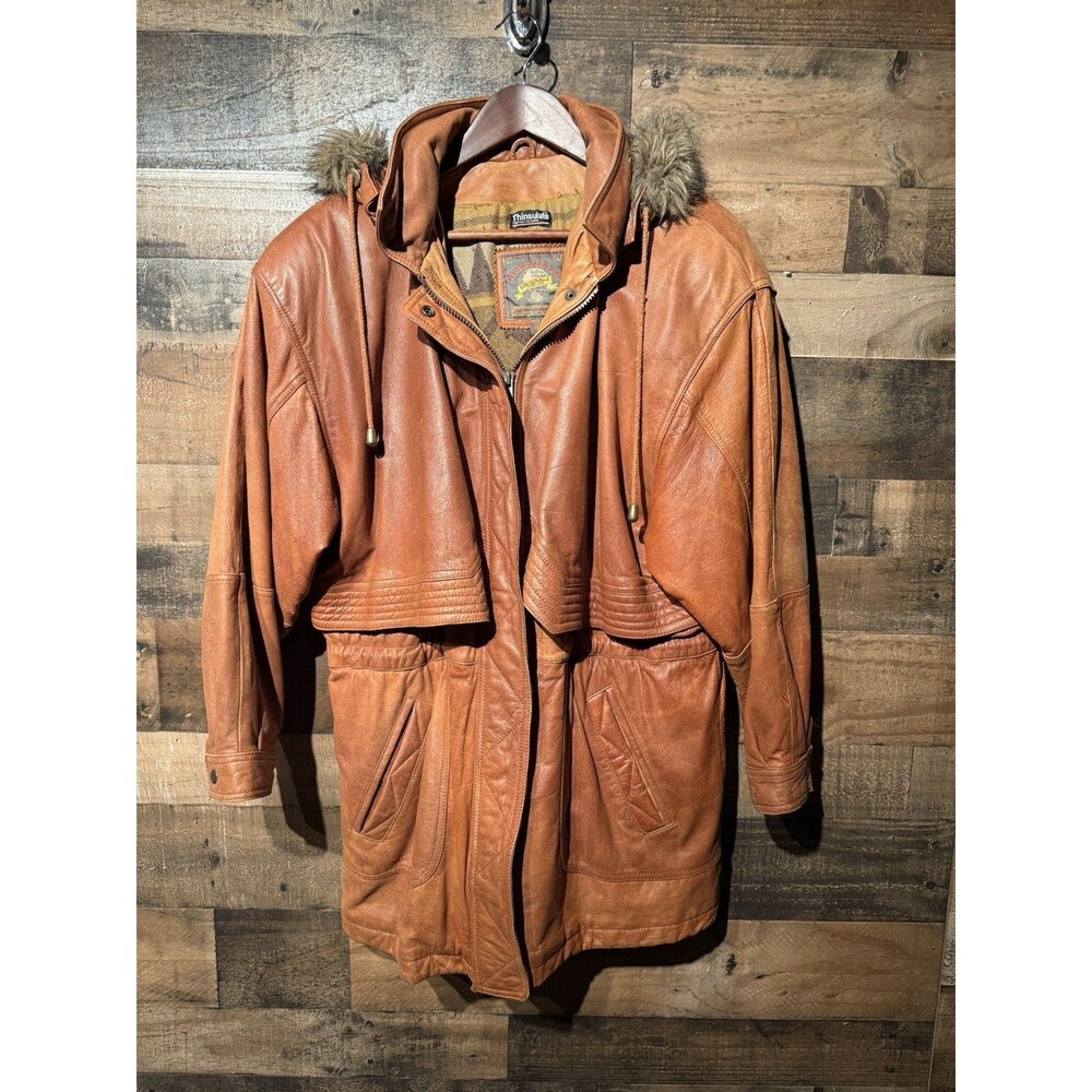 RARE -Vintage Y2K Wilson’s Leather Faux Fur Jacket Southwestern 3M Sz L - Picture 6 of 9